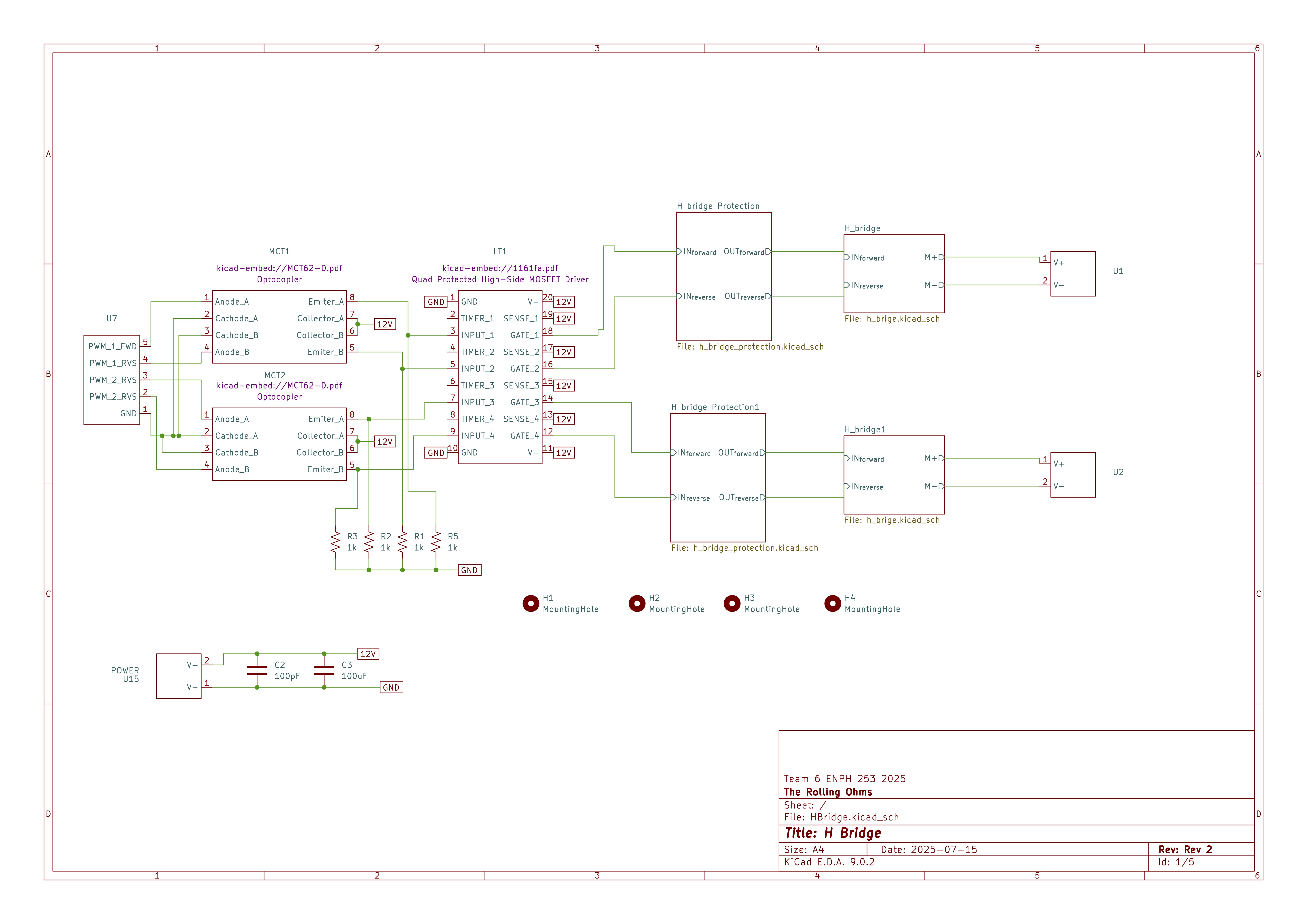 Dual H-Bridge PCB schematic sheet